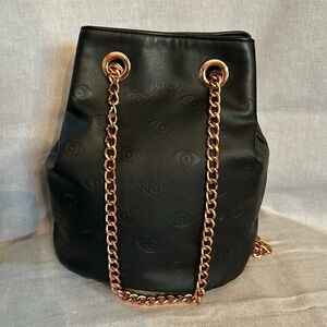 Kenzo Black Shoulder Bag with Gold Chain